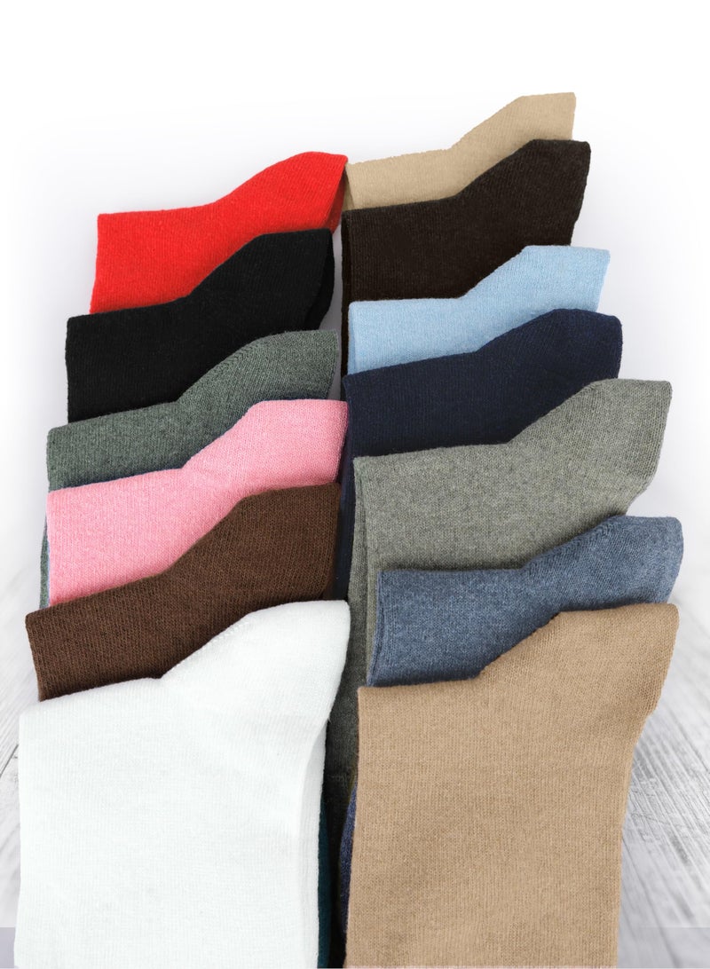 Hugh Ugoli Women's Cotton Crew Socks | Plain Color, Regular Fit, Soft Casual Socks for Trouser, 4 Pairs, Beige, Shoe Size: 6-9 - Image 5